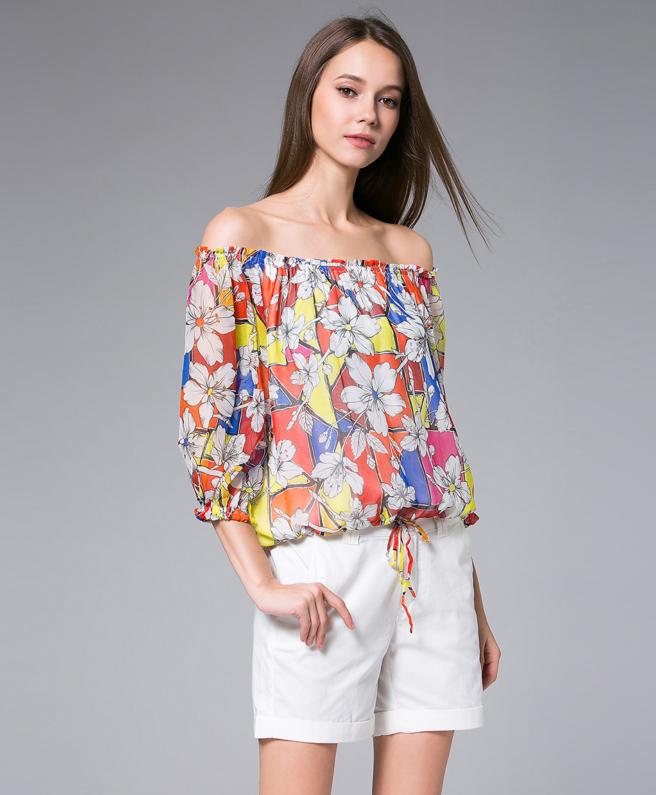 Tops - Flowers Printed silk georgette top